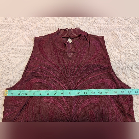I.N.C. International Concepts Embroidered Knit Blouse, Burgundy, L - Picture 7 of 9
